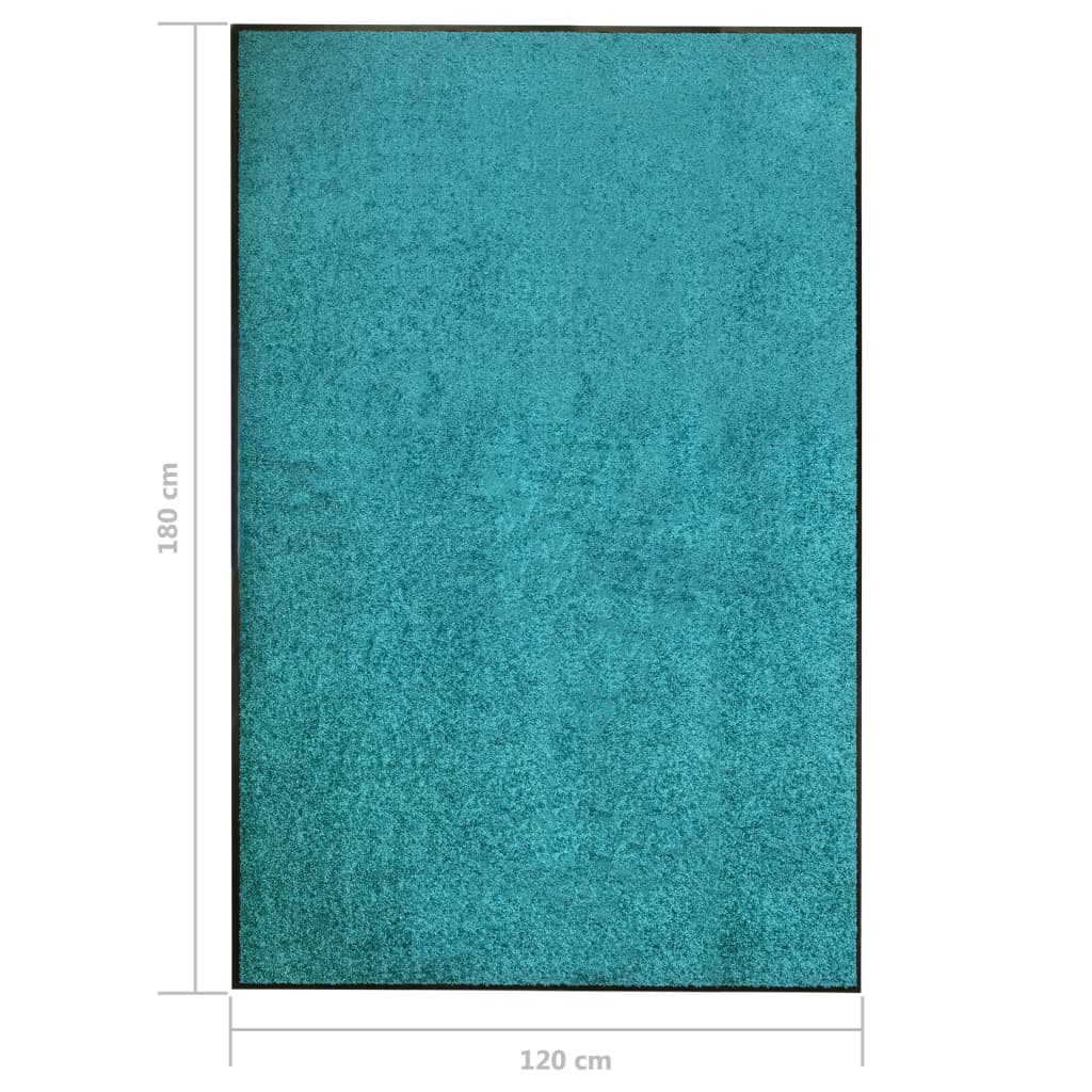 vidaXL Tapete de porta lavável 120x180 cm azul ciano