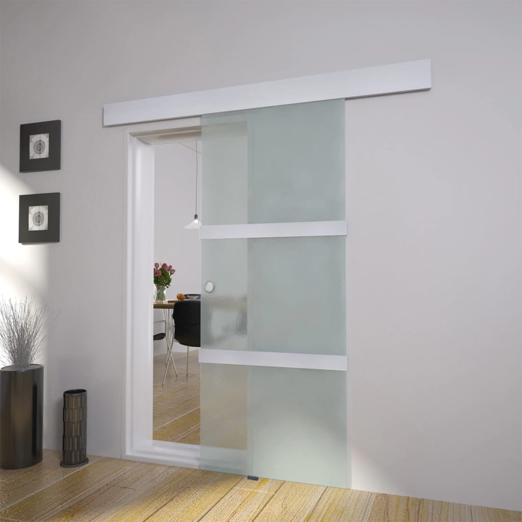 vidaXL Porta deslizante em vidro e alumínio 178 cm prateado