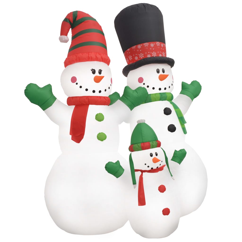 vidaXL Família bonecos de neve insuflável com luzes LED 240 cm