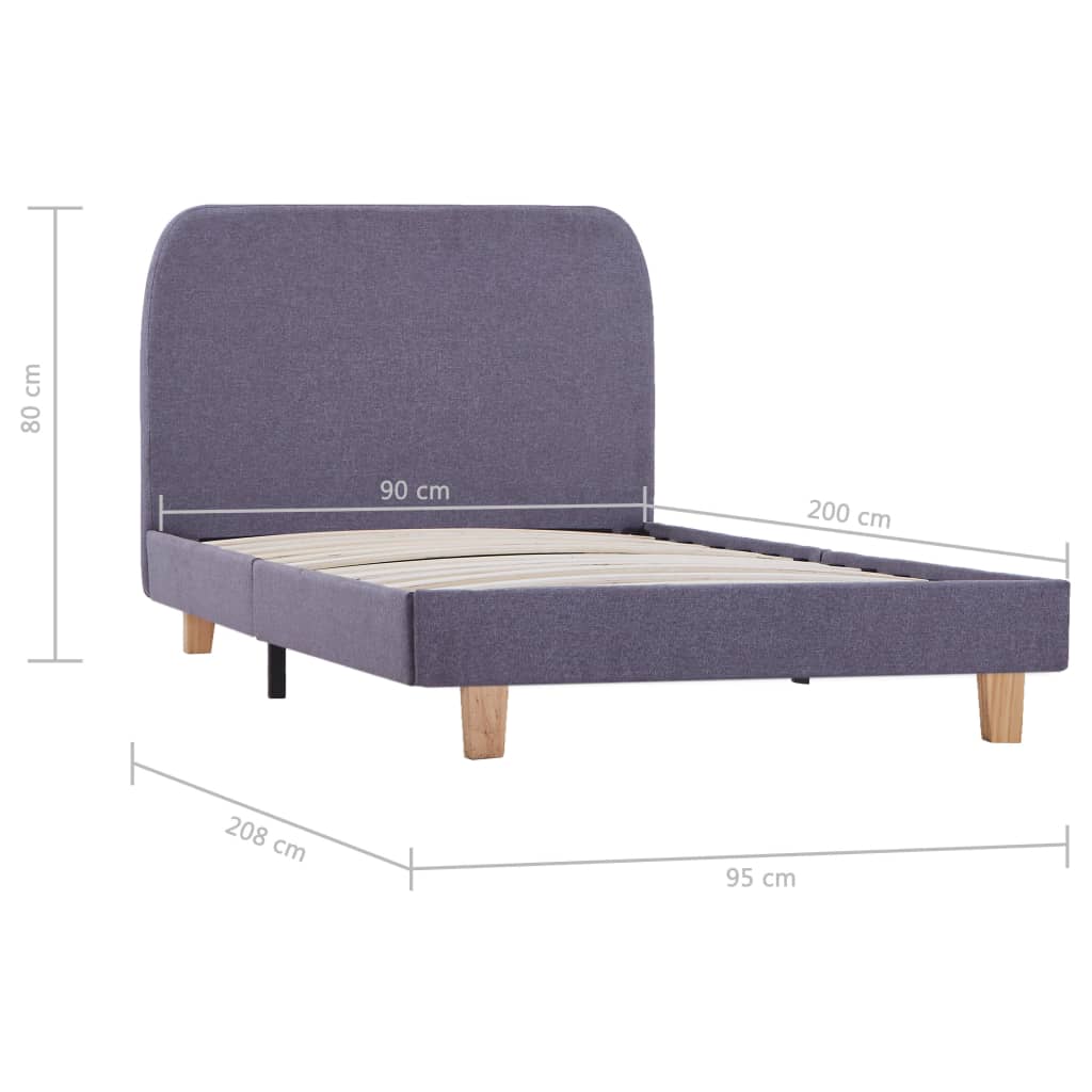 vidaXL Estrutura de cama em tecido 90x200 cm cinzento-claro