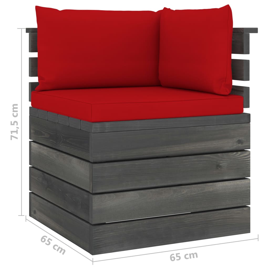 vidaXL 5 pcs conjunto lounge de paletes + almofadões madeira de pinho