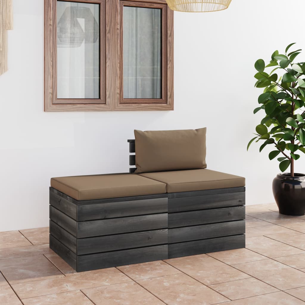 vidaXL 2 pcs conjunto lounge de paletes com almofadões pinho maciço