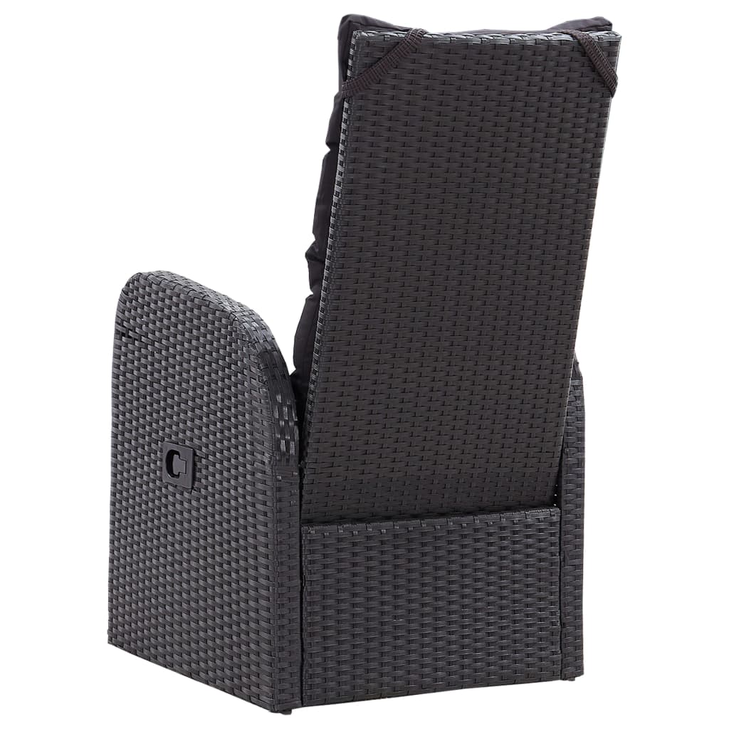 vidaXL Cadeiras de jardim reclináveis c/ almofadões 2pcs vime PE preto