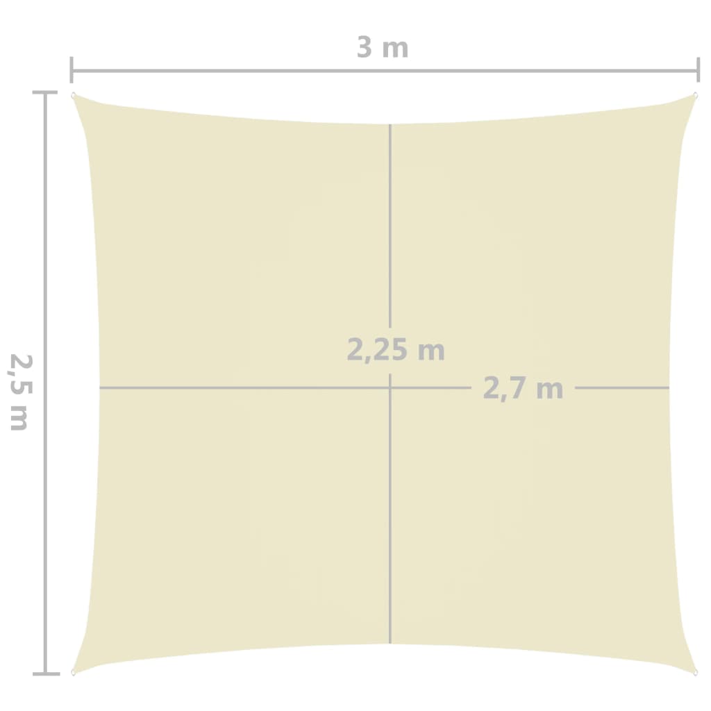 vidaXL Para-sol tecido oxford retangular 2,5x3 m creme