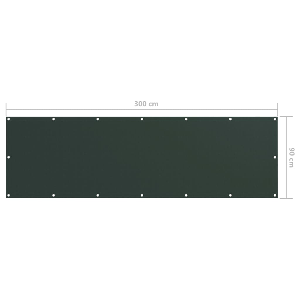 vidaXL Tela de varanda 90x300 cm tecido Oxford verde-escuro
