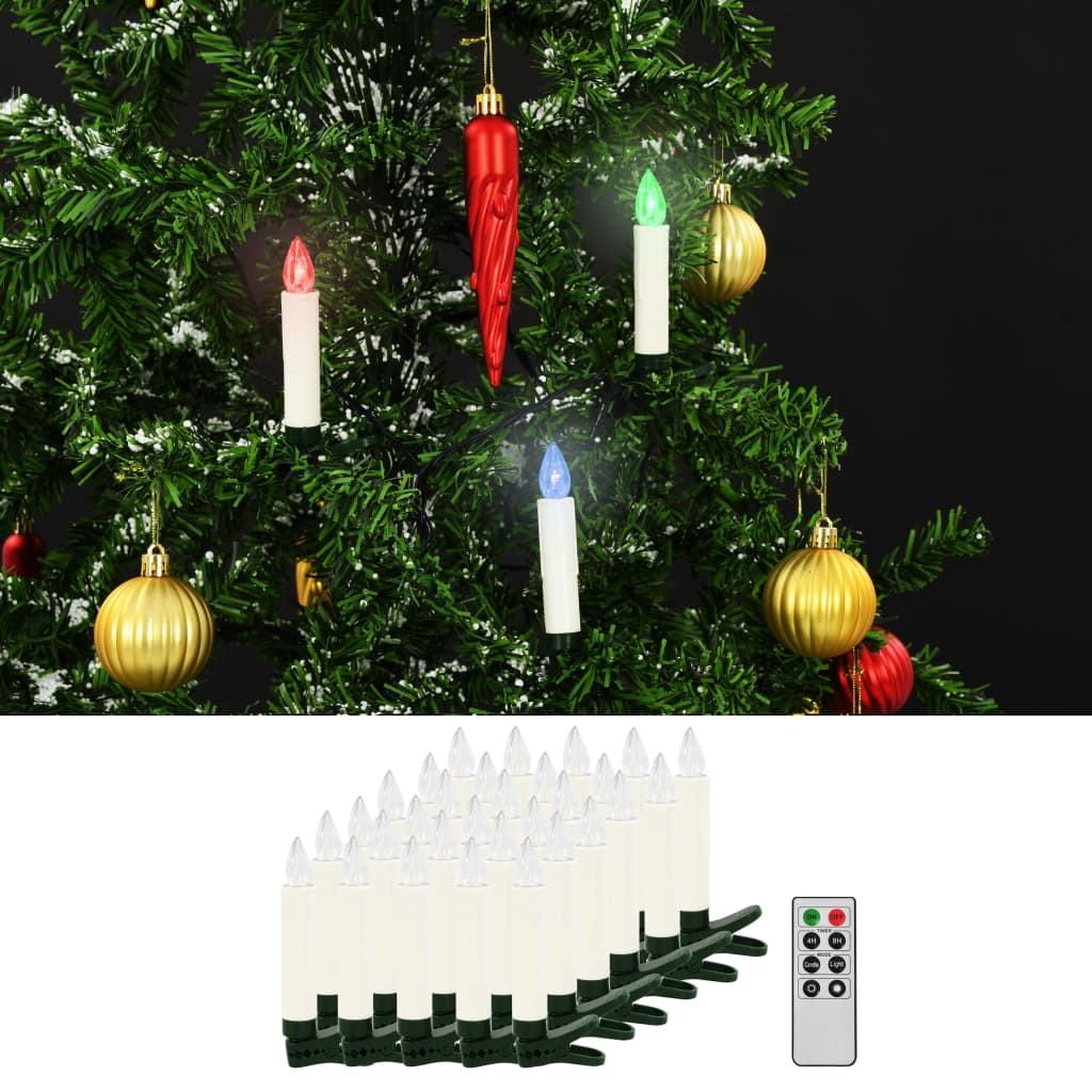 vidaXL Velas LED de Natal sem fios com controlo remoto 30 pcs RGB