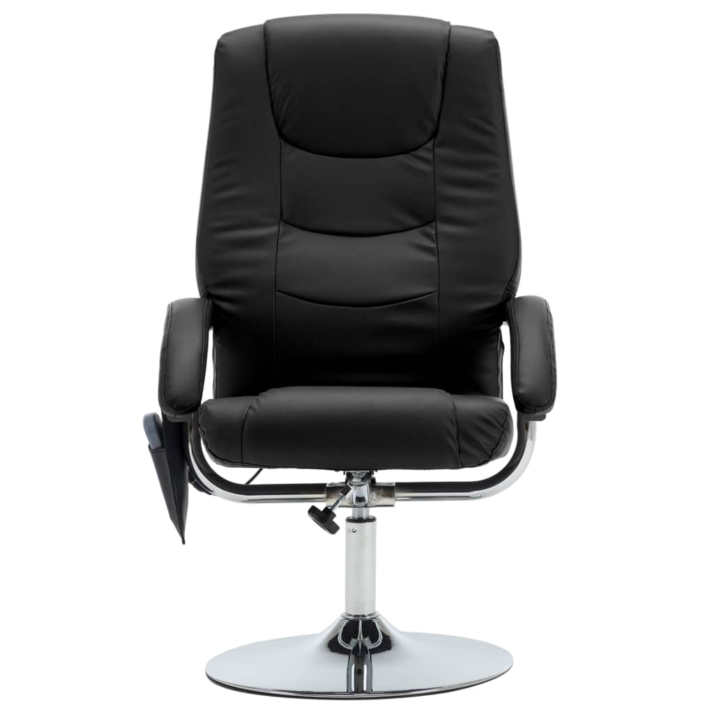 vidaXL Cadeira massagens reclinável + apoio pés couro artificial preto