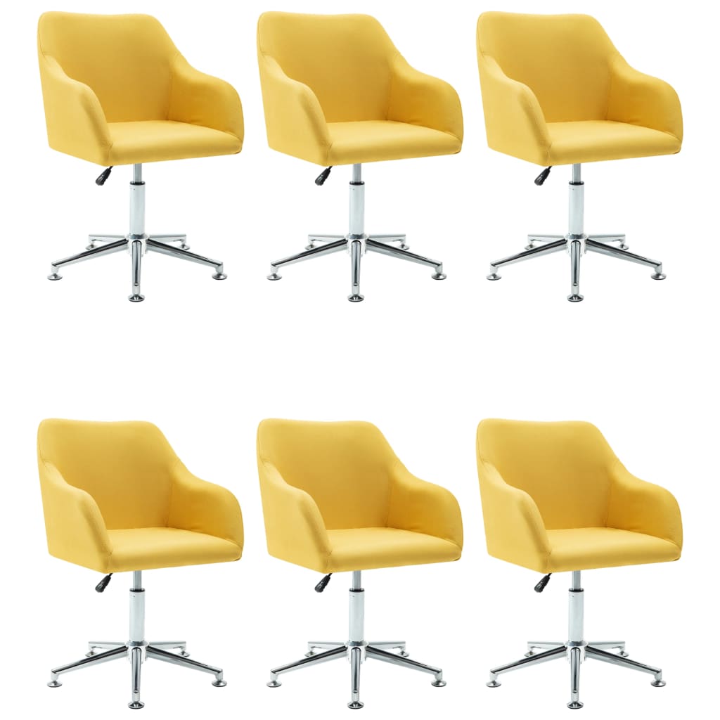 vidaXL Cadeiras de jantar giratórias 6 pcs tecido amarelo