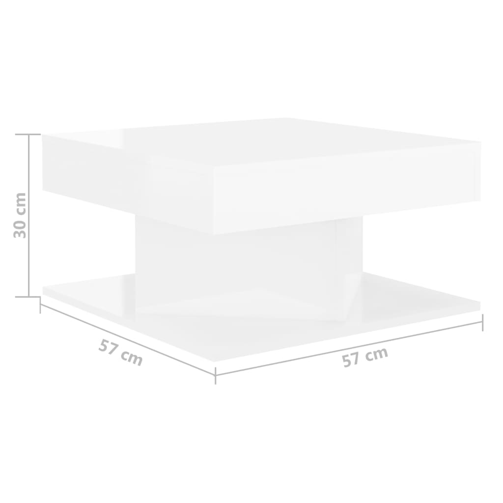 vidaXL Mesa de centro 57x57x30 cm contraplacado branco brilhante