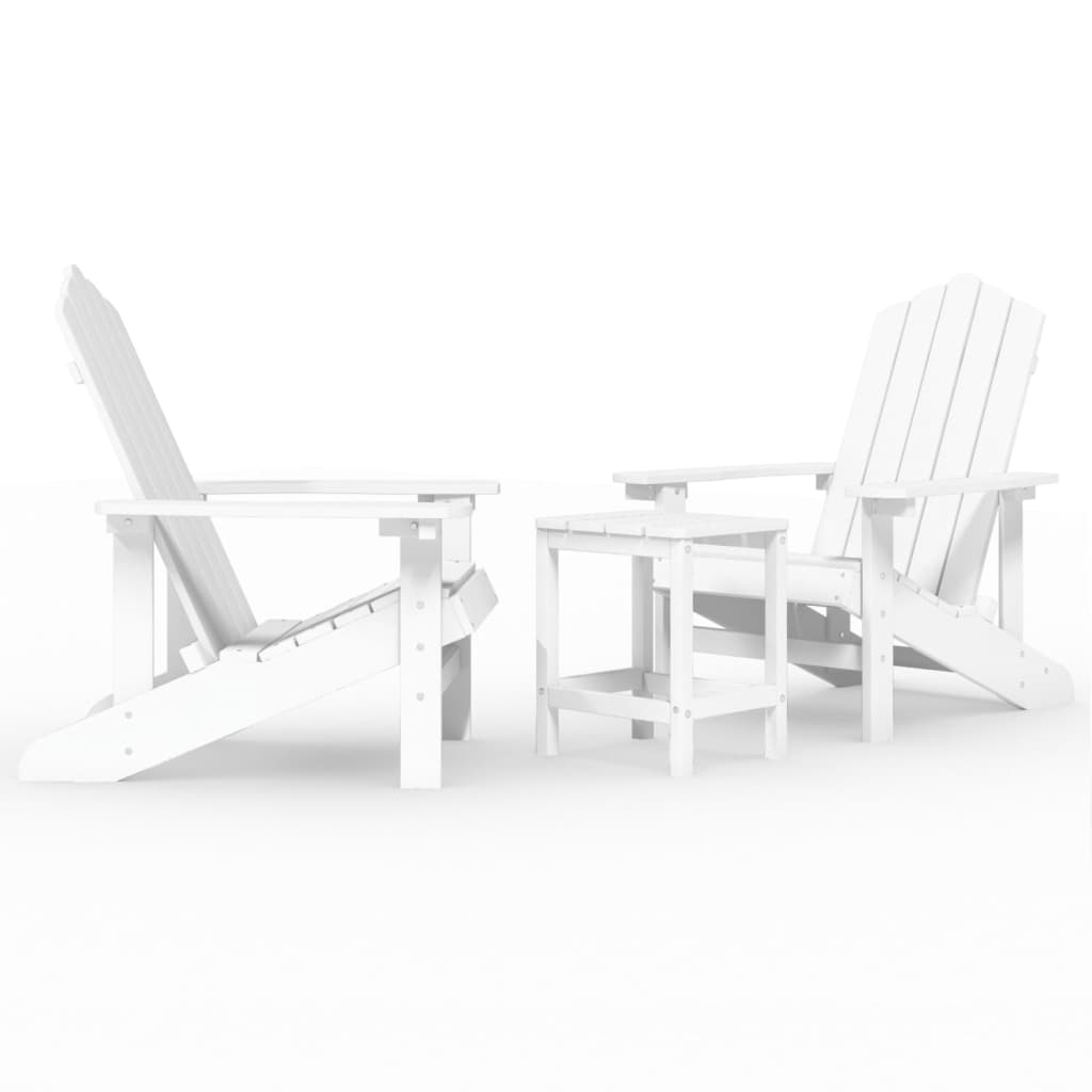 vidaXL Cadeiras de jardim Adirondack com mesa PEAD branco