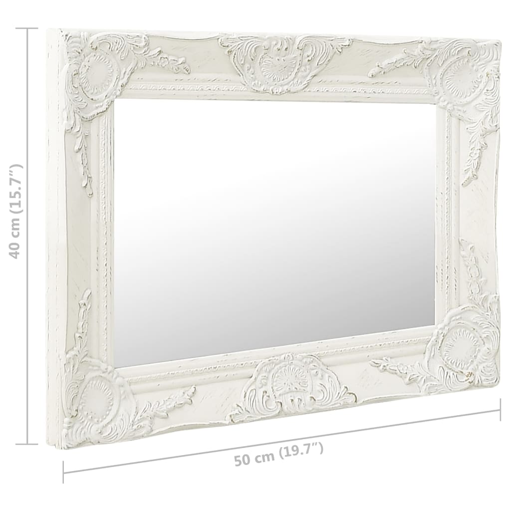vidaXL Espelho de parede estilo barroco 50x40 cm branco