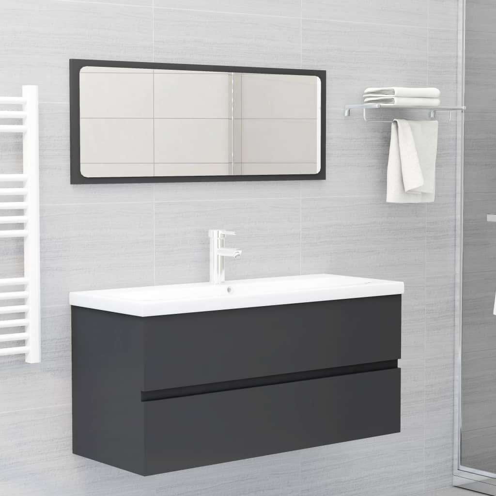 vidaXL 2 pcs conjunto móveis de casa de banho contraplacado cinzento