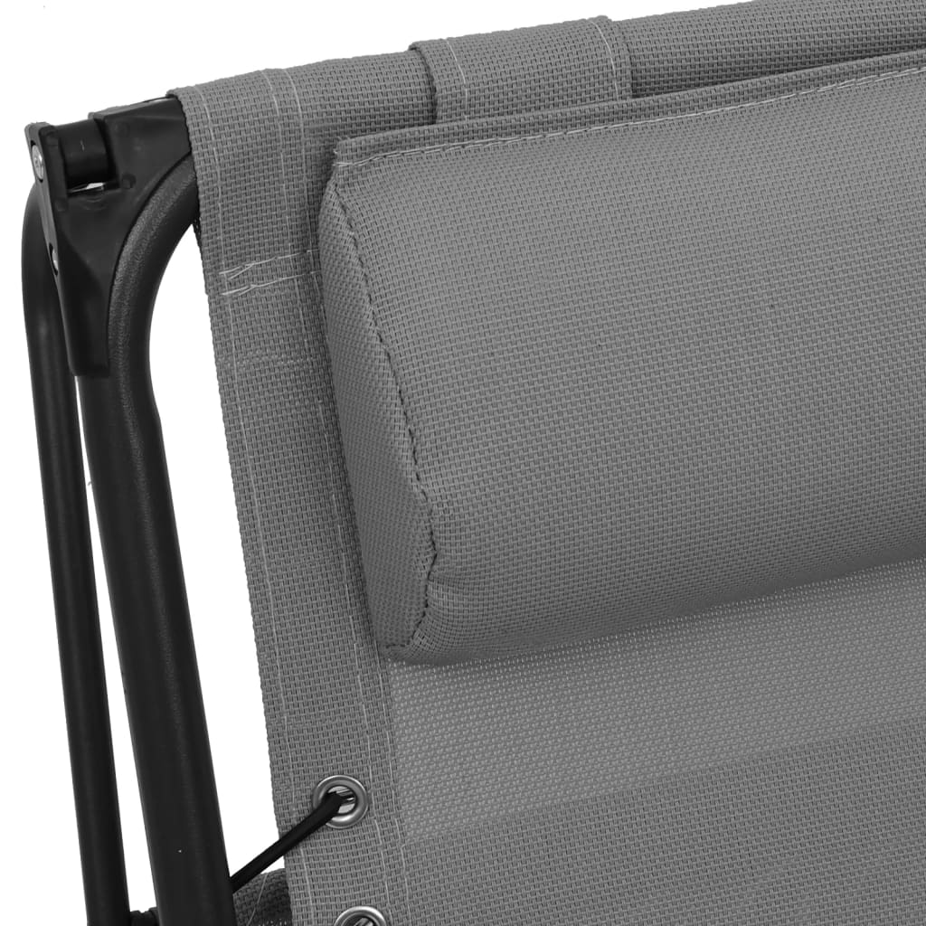 vidaXL Cadeiras de pátio dobráveis 2 pcs textilene cinzento