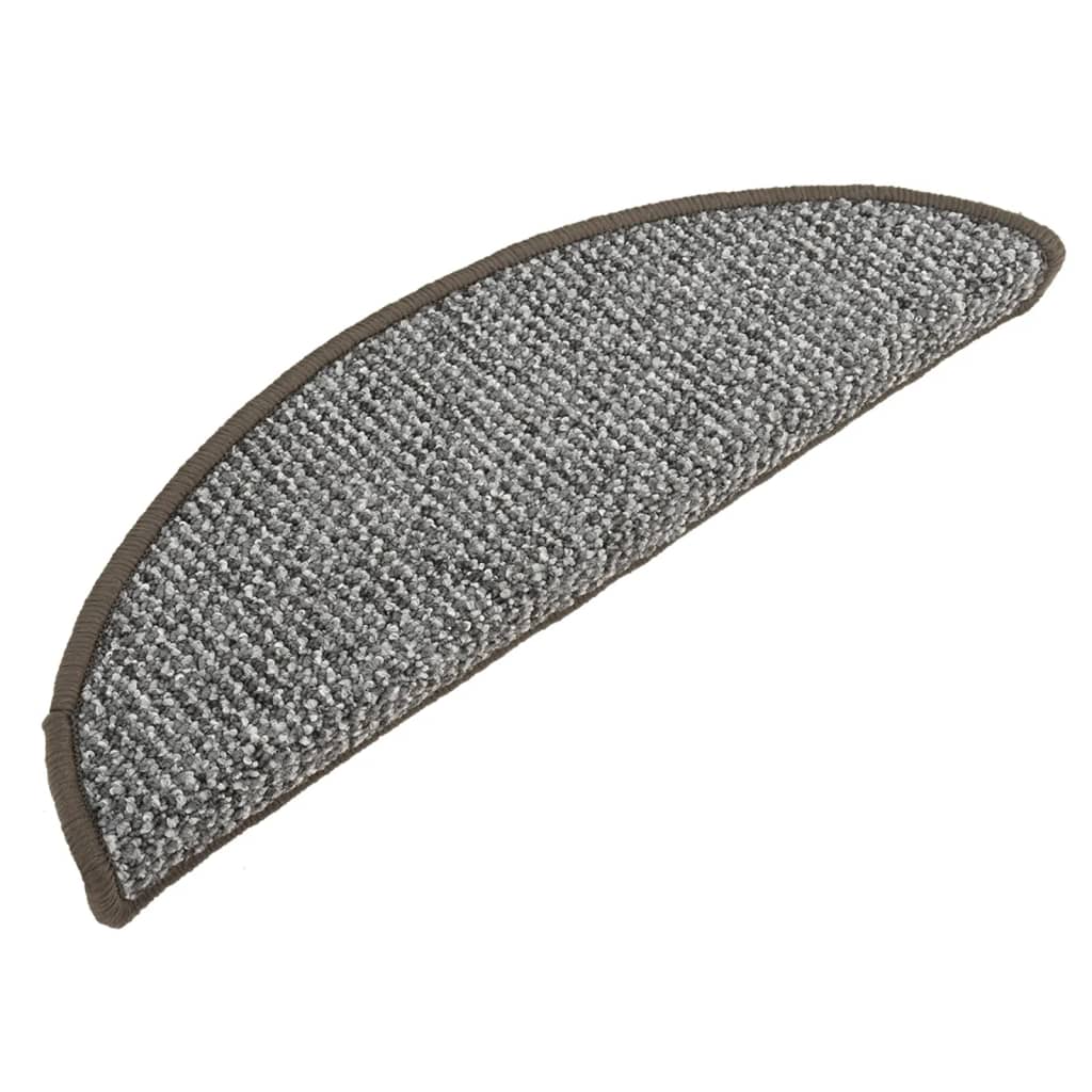 vidaXL Tapete/carpete para degraus 15 pcs 56x17x3 cm cinzento