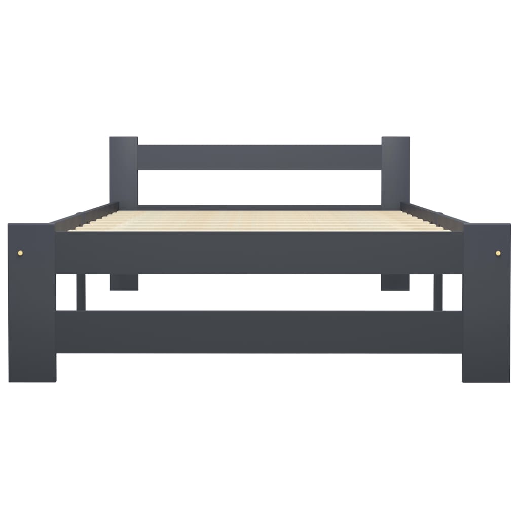 vidaXL Estrutura de cama 90x200 cm madeira pinho maciço cinza-escuro