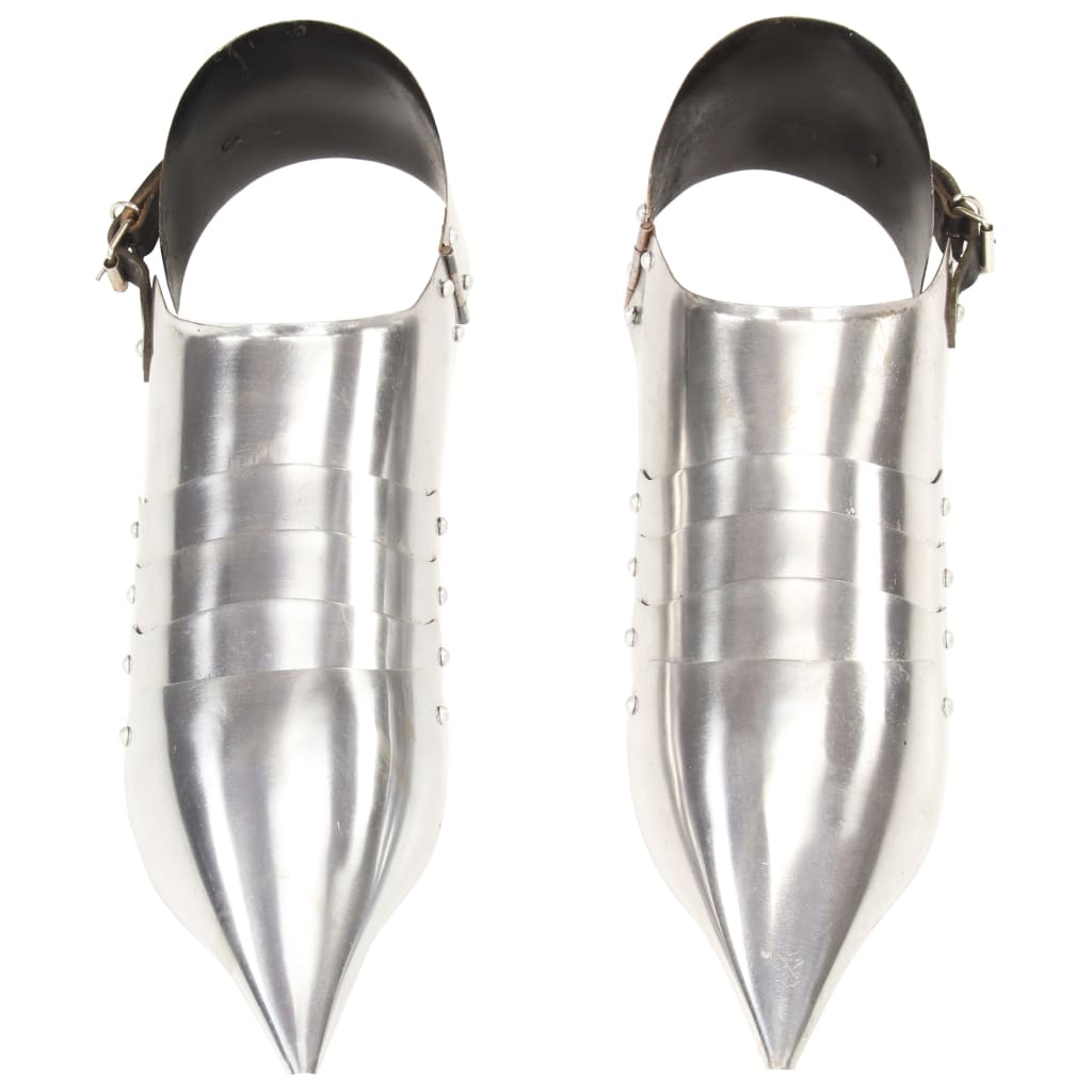 vidaXL Sapatos de ferro cavaleiro medieval réplica LARP aço prateado