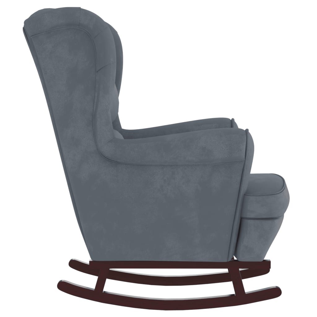 vidaXL Cadeira de baloiço c/ pernas em seringueira veludo cinza-escuro