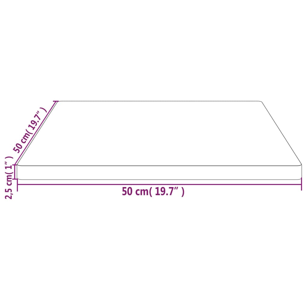 vidaXL Tampo de mesa quadrado 50x50x2,5 cm pinho maciço branco