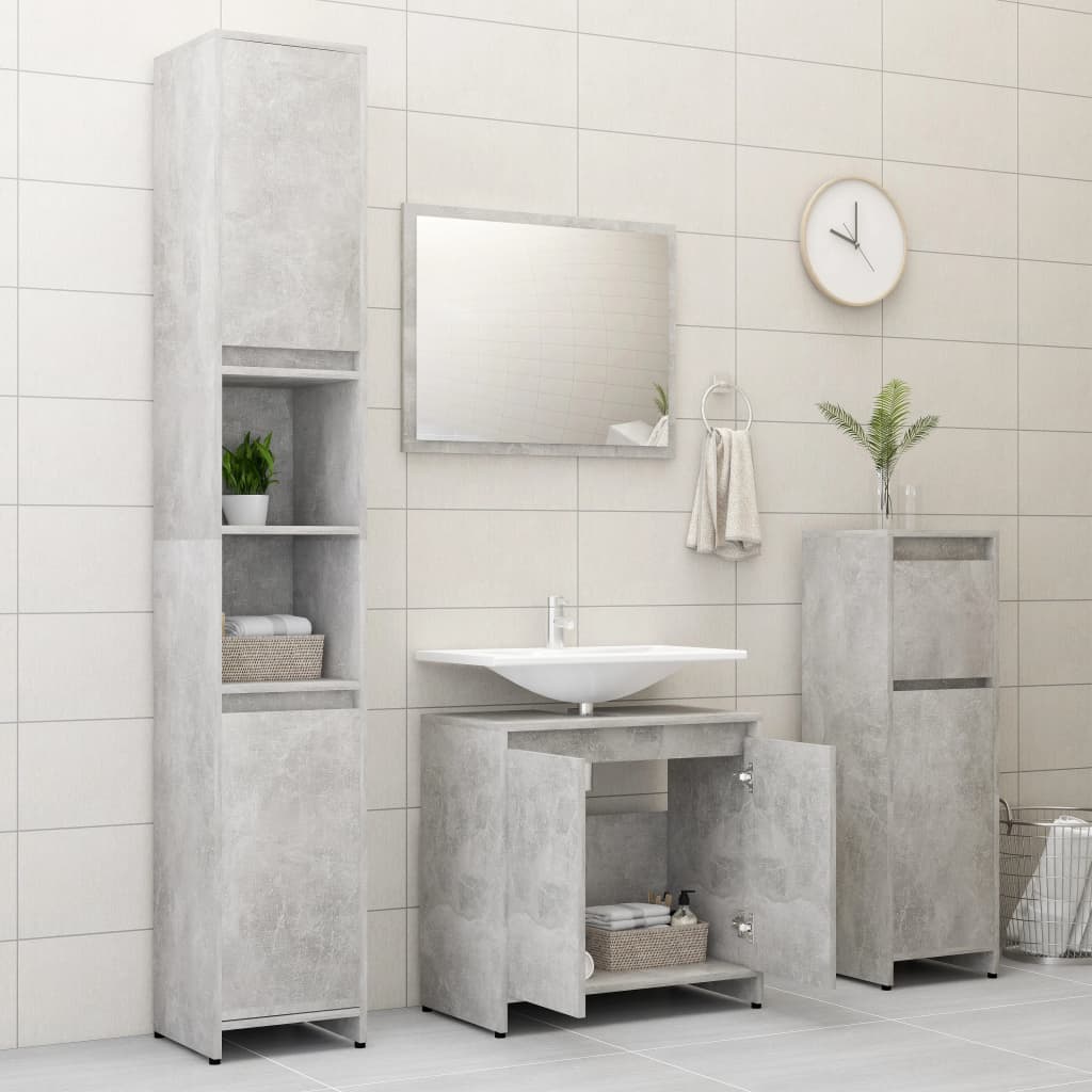 vidaXL Conjunto móveis casa de banho contraplac. cinzento cimento