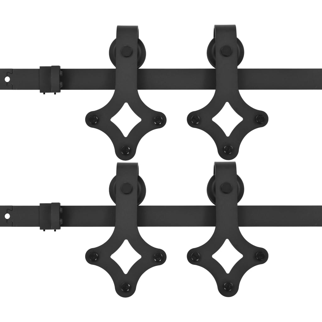 vidaXL Kits de ferragens para porta deslizante 2 pcs 200 cm aço preto