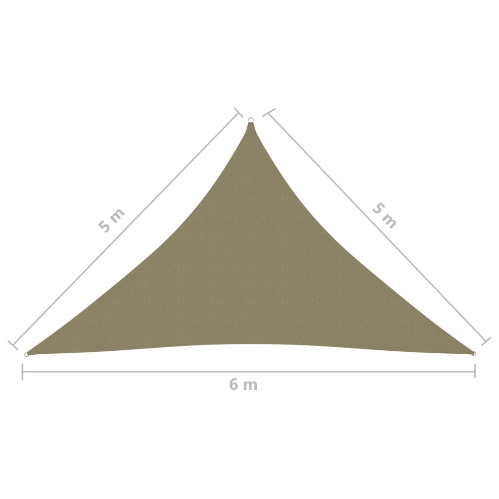 vidaXL Para-sol estilo vela tecido oxford triangular 5x5x6 m bege