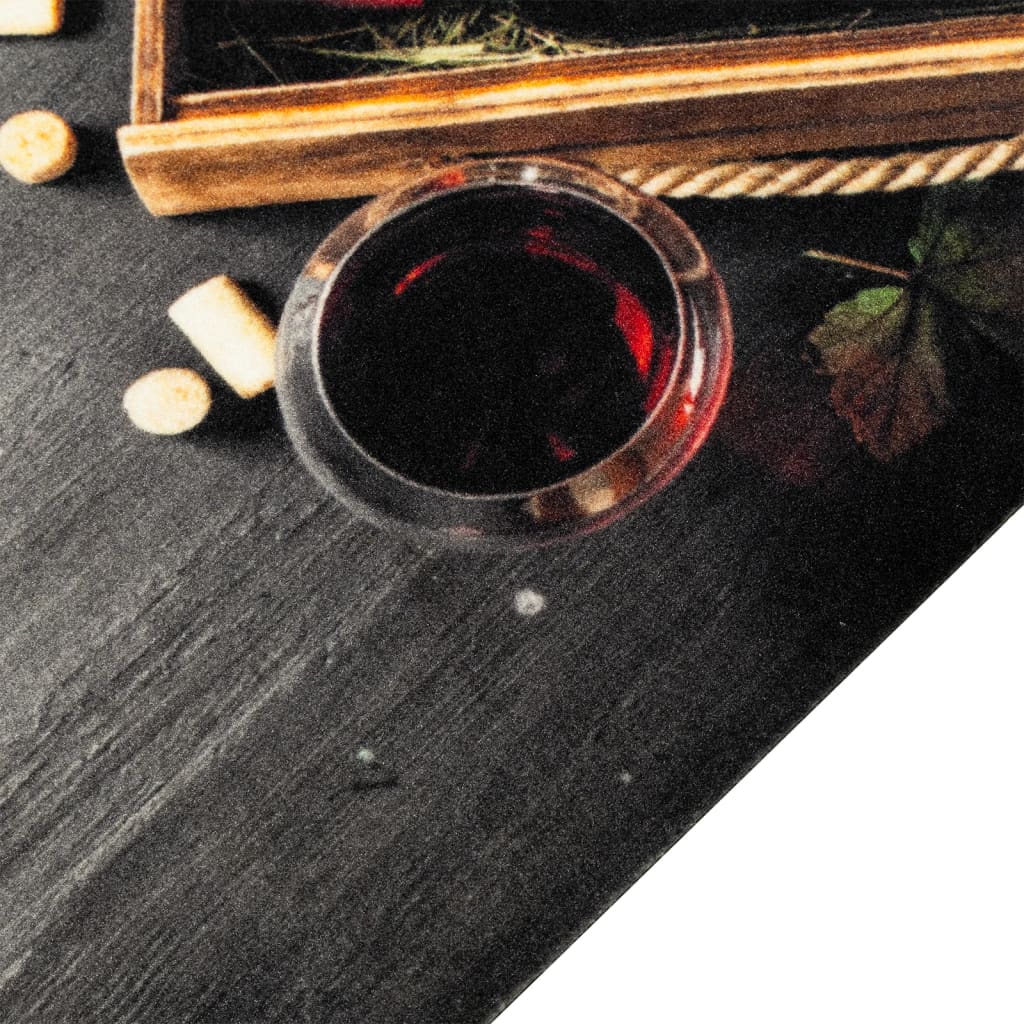 vidaXL Tapete de cozinha lavável 60x300 cm veludo padrão garrafa vinho