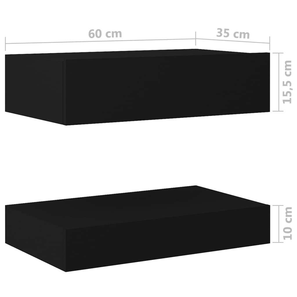 vidaXL Mesas de cabeceira 2 pcs 60x35 cm contraplacado preto