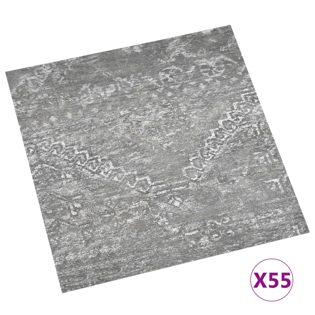 vidaXL Tábuas de soalho autoadesivas 55pcs 5,11m² PVC cinzento-cimento