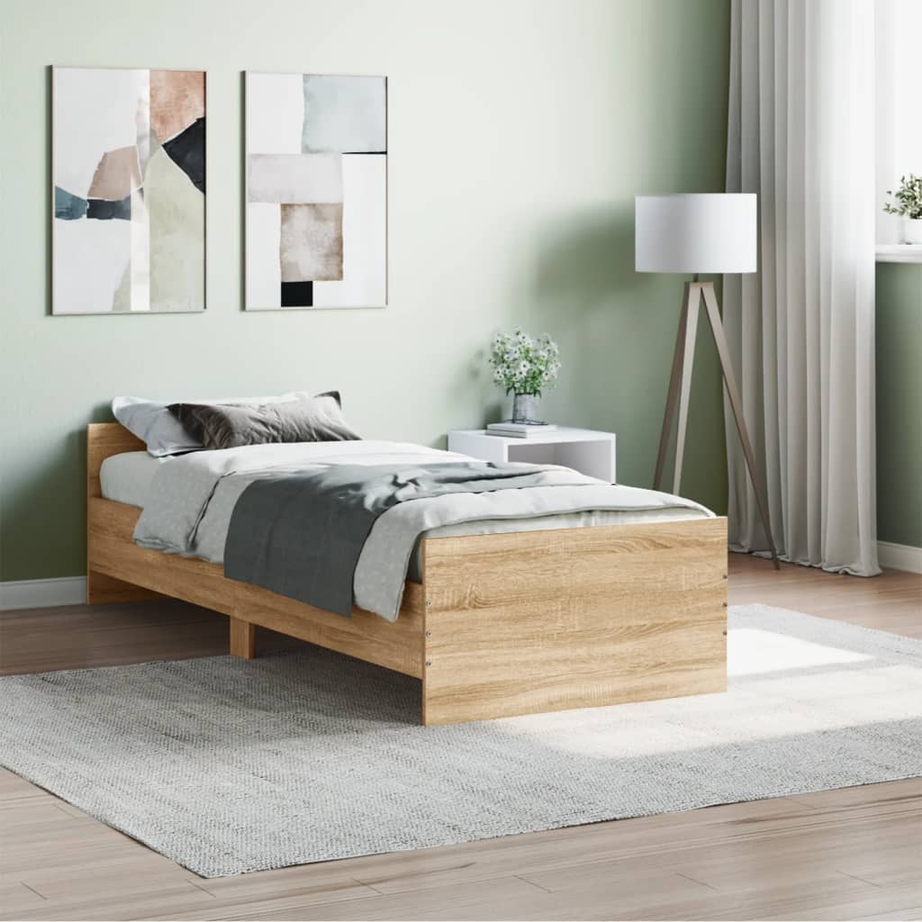 vidaXL Estrutura de cama solteiro derivados madeira carvalho sonoma