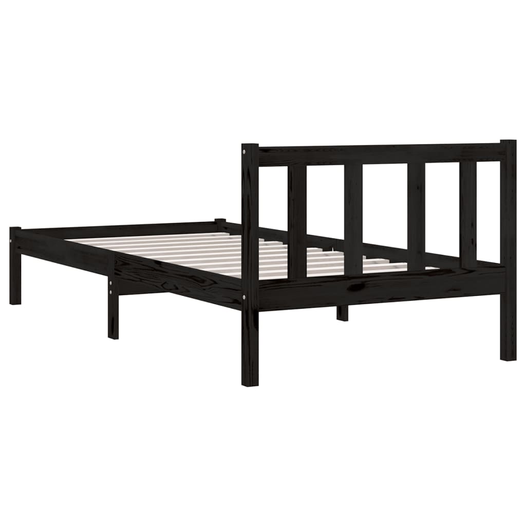 vidaXL Estrutura de cama 90x200 cm pinho maciço preto