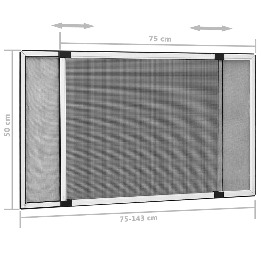 vidaXL Tela anti-insetos extensível p/ janelas (75-143)x50 cm branco