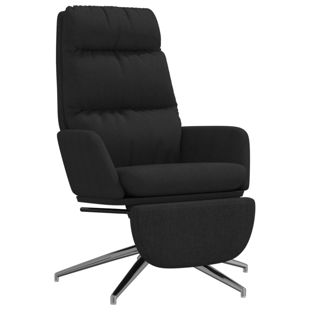 vidaXL Cadeira de descanso com apoio de pés tecido preto