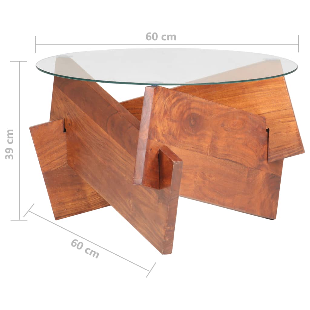 vidaXL Mesa de centro 60 cm madeira de acácia maciça