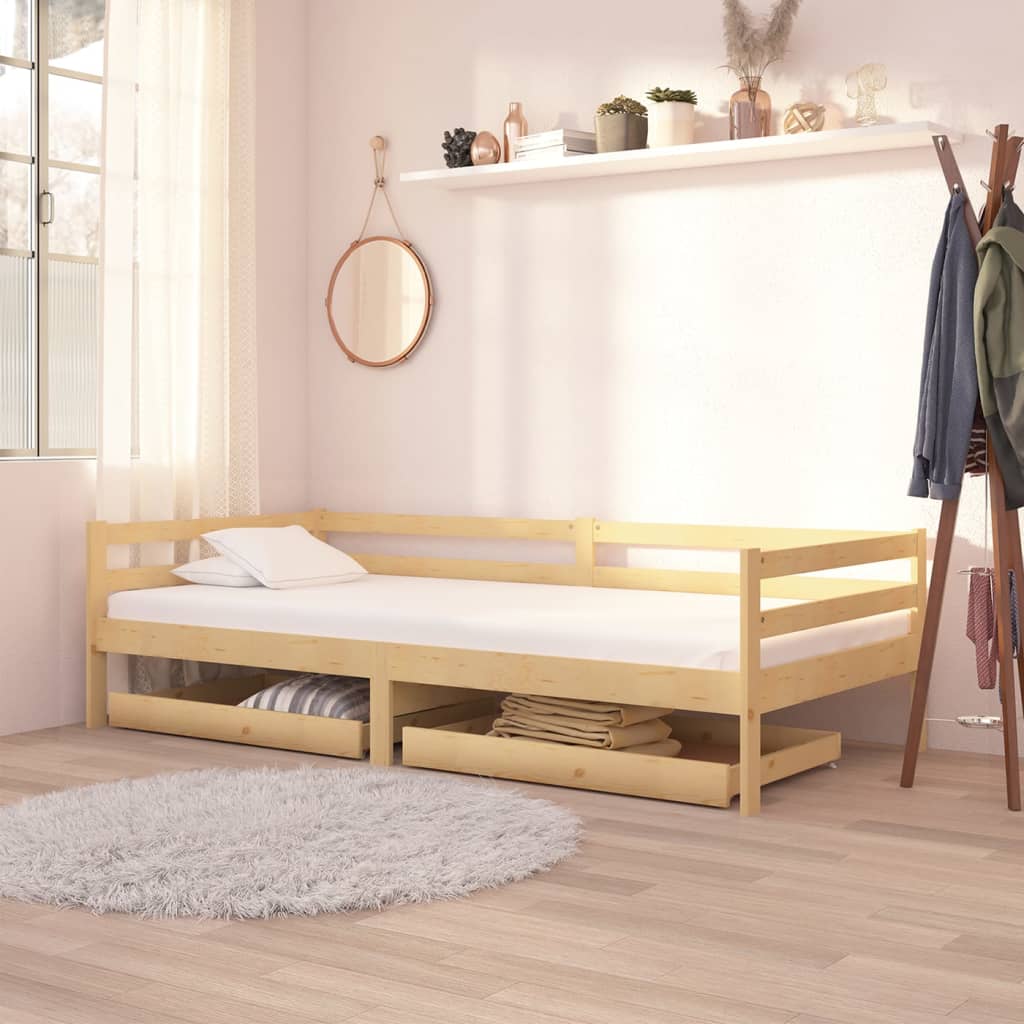 vidaXL Sofá-cama com gavetas 90x200 cm pinho maciço