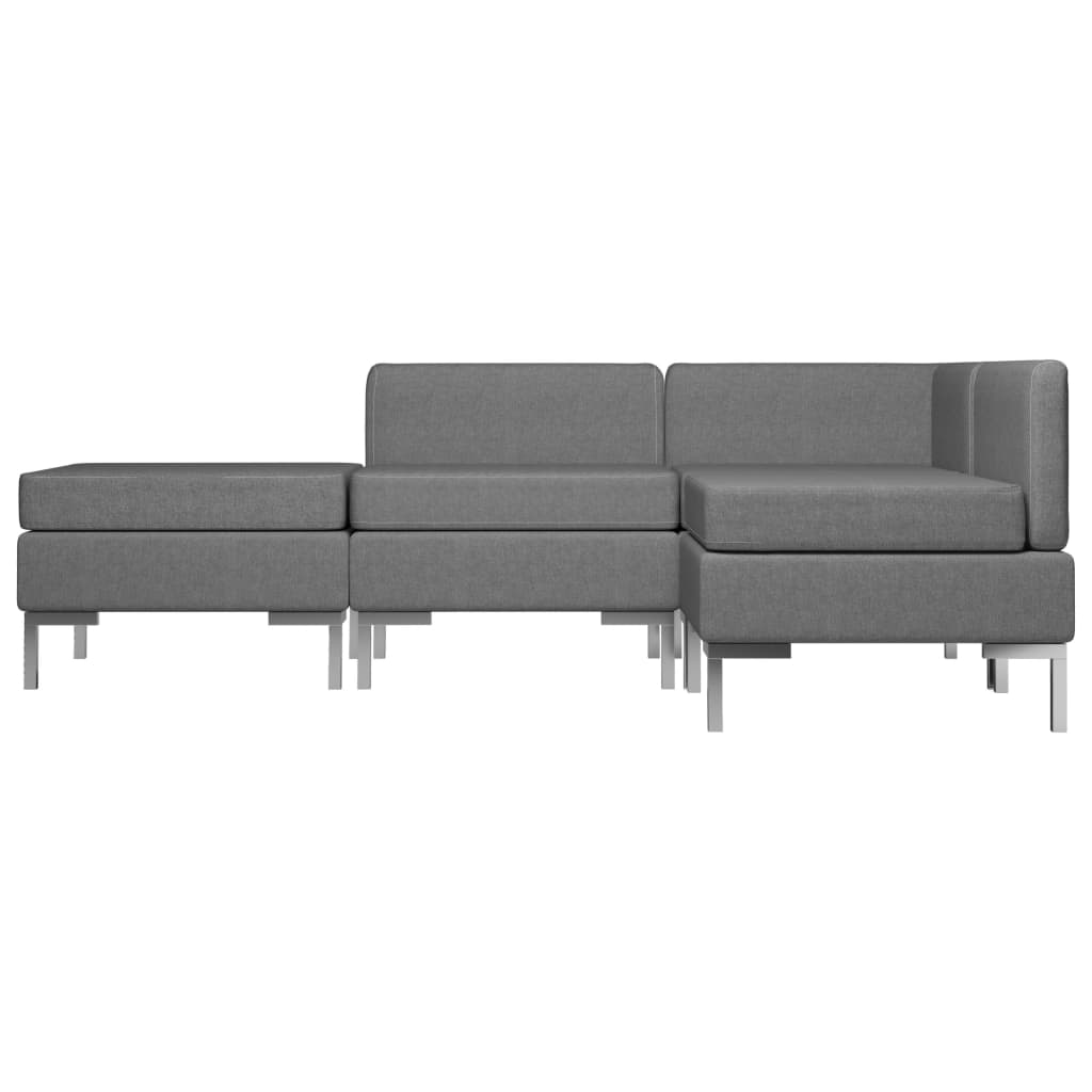 vidaXL 4 pcs conjunto de sofás tecido cinzento-escuro