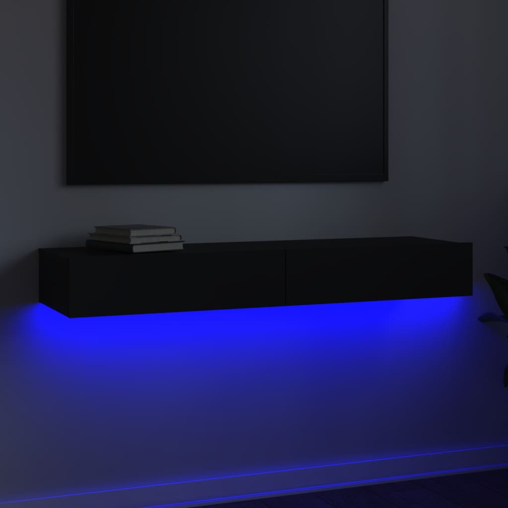 vidaXL Móvel de TV com luzes LED 120x35x15,5 cm preto