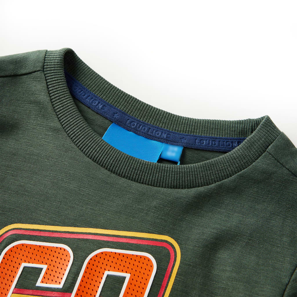 T-shirt de manga comprida para criança verde-escuro 92