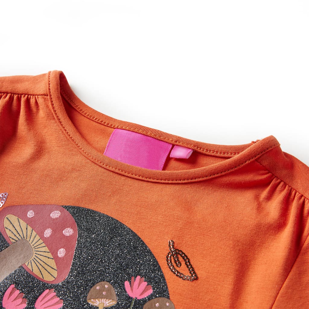 T-shirt de manga comprida para criança laranja-queimado 92