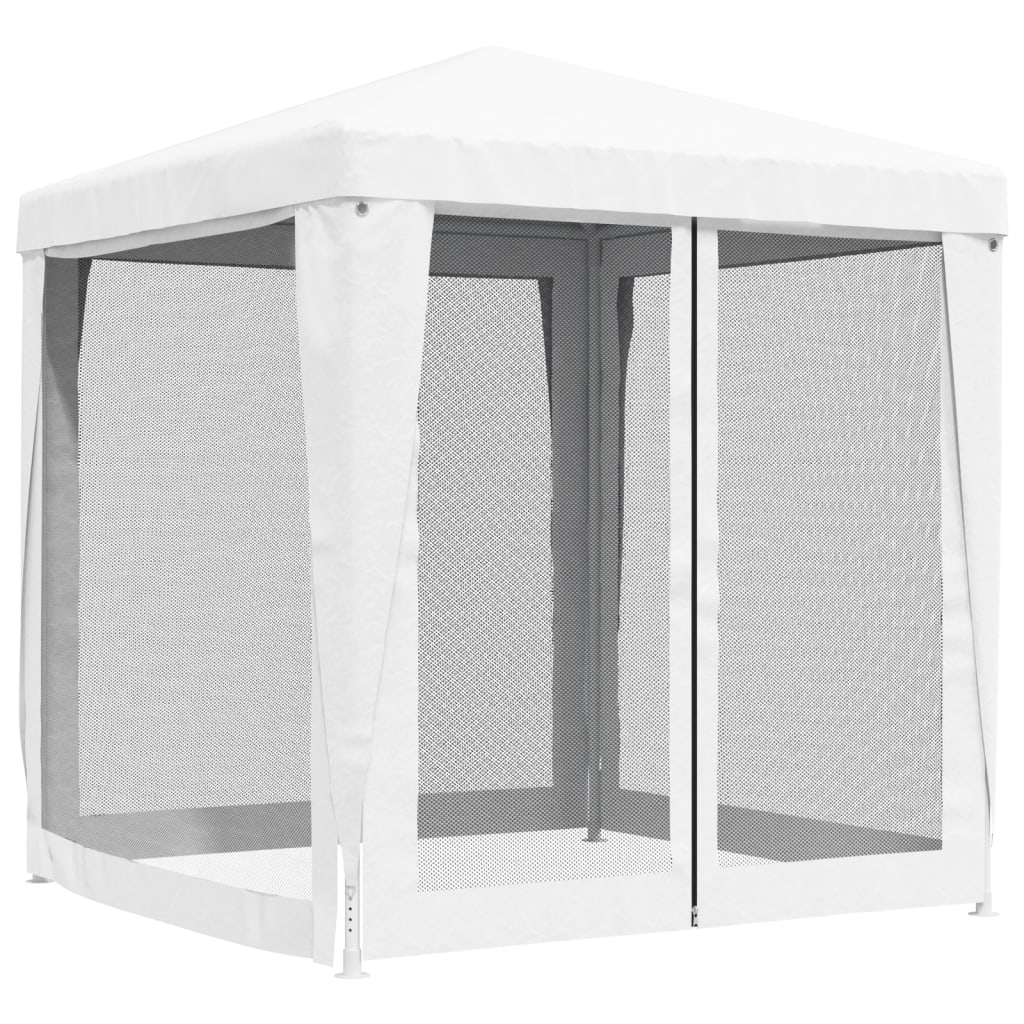 vidaXL Tenda para festas com 4 paredes laterais em rede 2x2 m branco