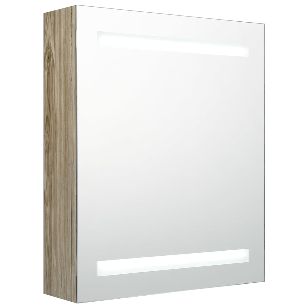 vidaXL Armário espelhado p/ casa de banho com LED 50x14x60 cm carvalho