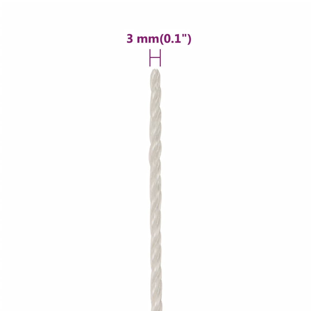 vidaXL Corda de trabalho 3 mm 50 m polipropileno branco