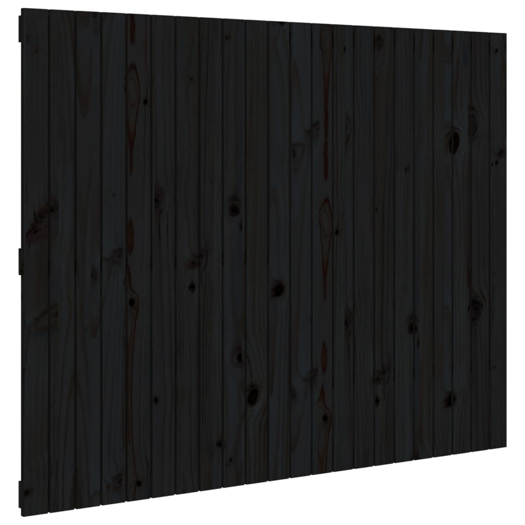 vidaXL Cabeceira de parede 140x3x110 cm madeira de pinho maciça preto