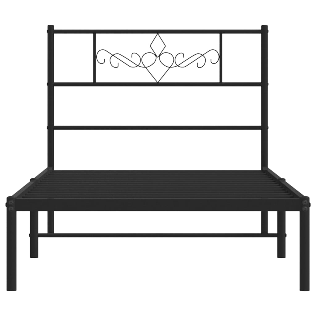 vidaXL Estrutura de cama com cabeceira 75x190 cm metal preto
