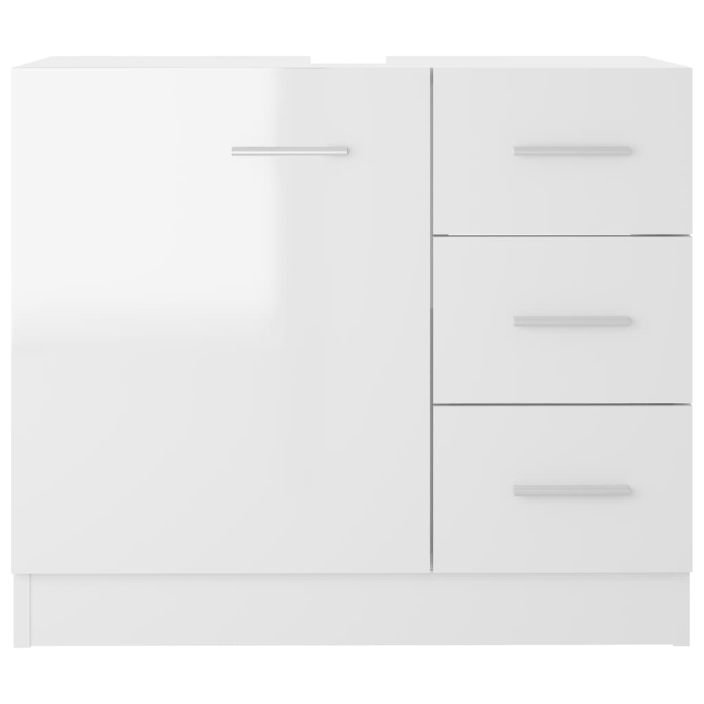 vidaXL Armário de lavatório 63x30x54 cm contraplacado branco brilhante