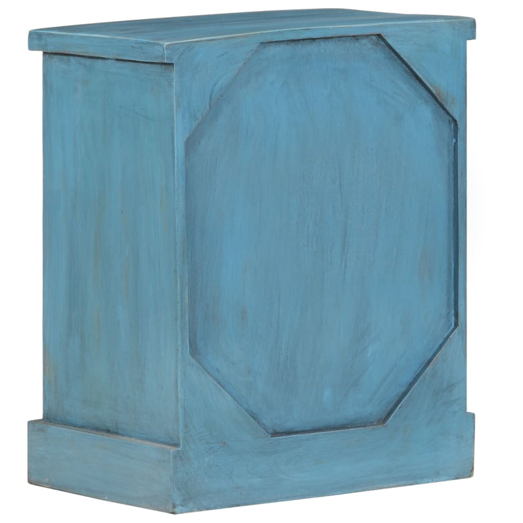 vidaXL Mesa de cabeceira madeira de mangueira maciça 40x30x50 cm azul