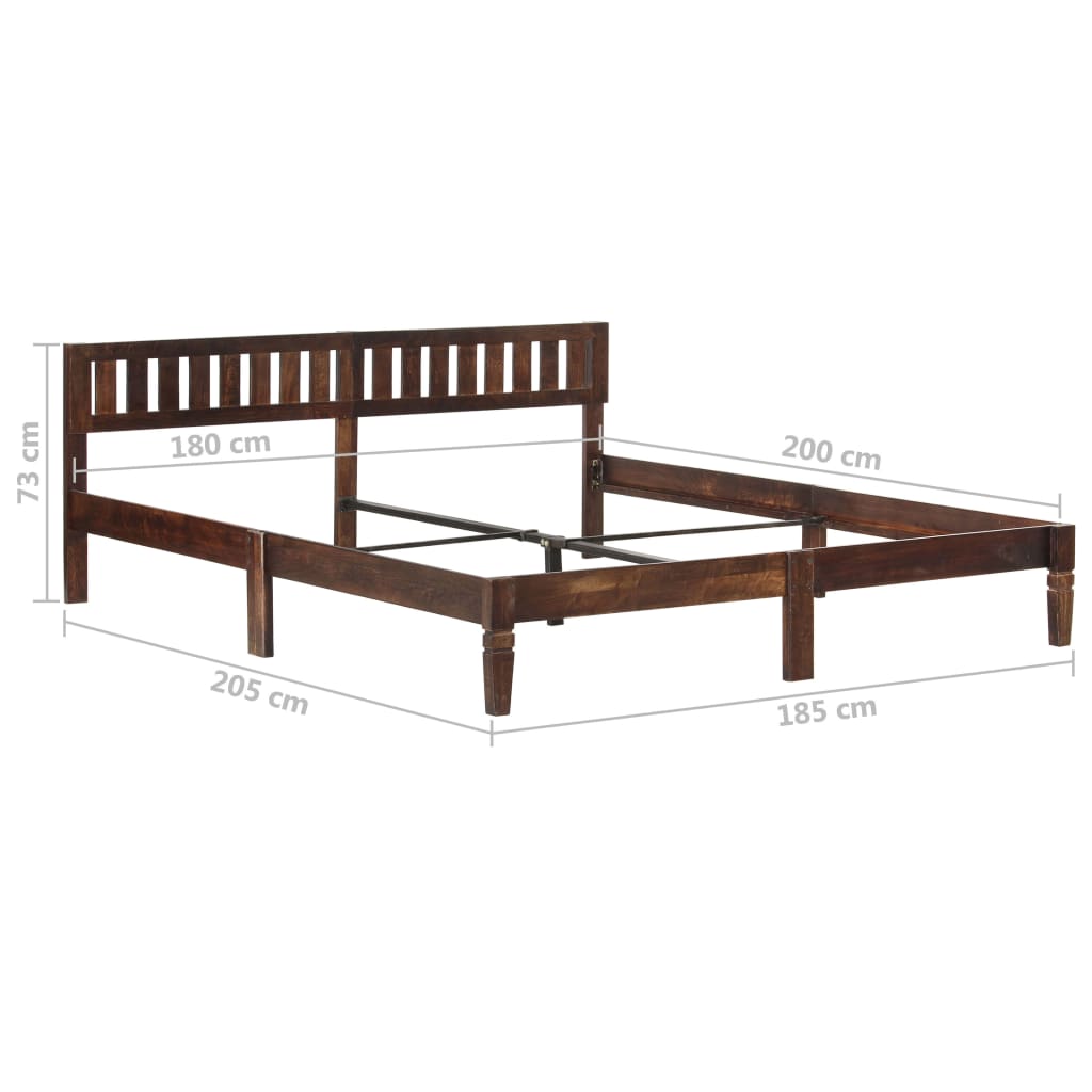 vidaXL Estrutura de cama em madeira de mangueira maciça 180 cm