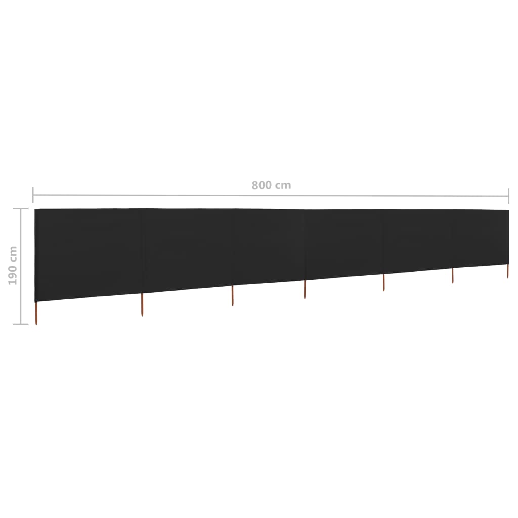 vidaXL Para-vento com 6 painéis em tecido 800x160 cm preto