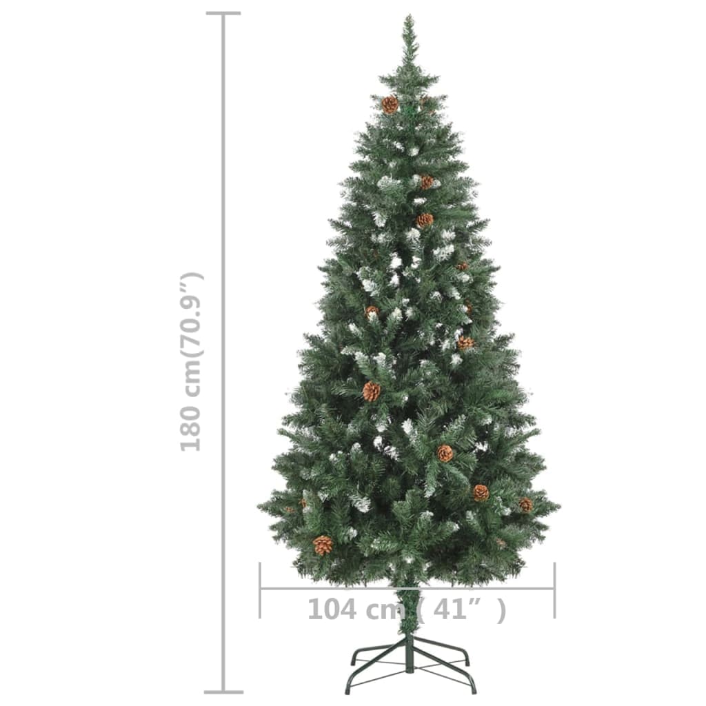 vidaXL Árvore de Natal artificial com pinhas pré-iluminada 180 cm