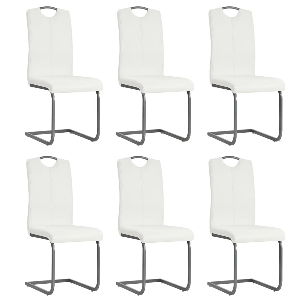 vidaXL Cadeiras de jantar cantilever 6 pcs couro artificial branco