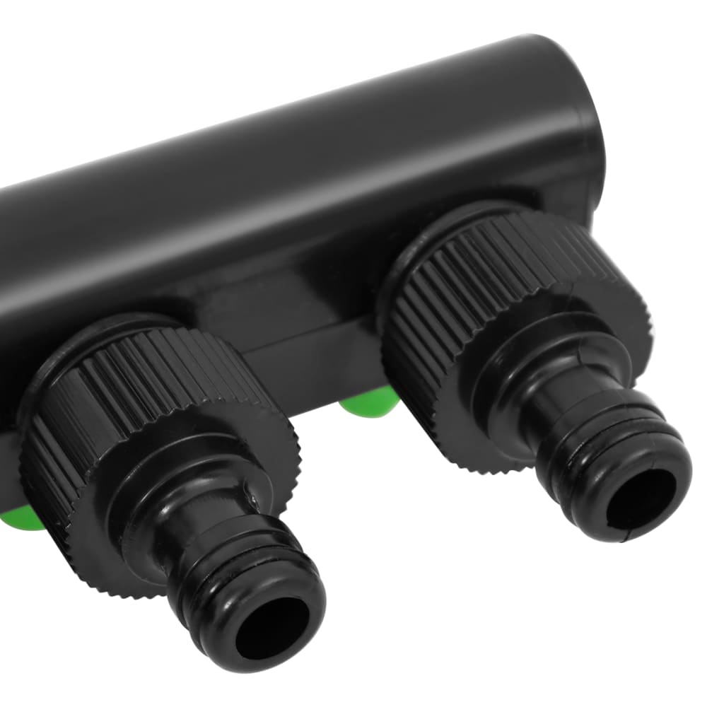 vidaXL Adaptador de torneira 4 saídas 19,5x6x11 cm ABS/PP verde/preto